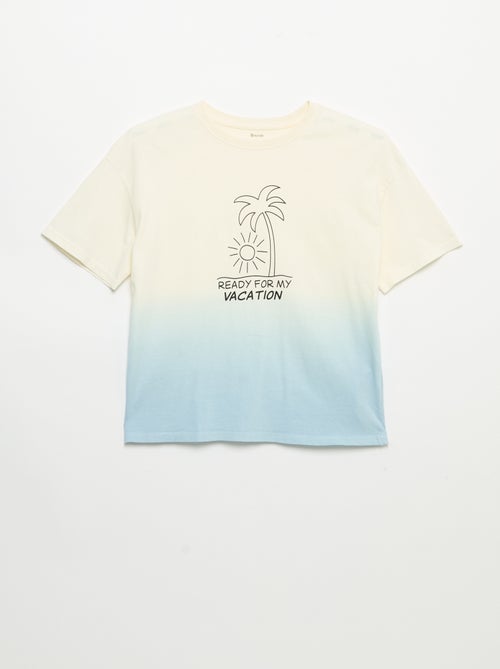 T-shirt manches courtes imprimé avec teinte tie and dye - Kiabi