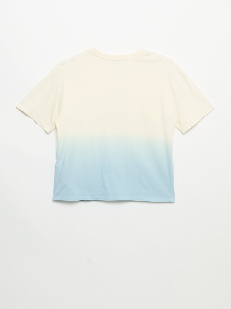T-shirt manches courtes imprimé avec teinte tie and dye Beige - Kiabi