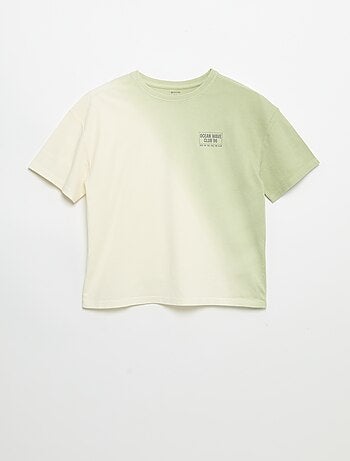 T-shirt manches courtes imprimé avec teinte tie and dye