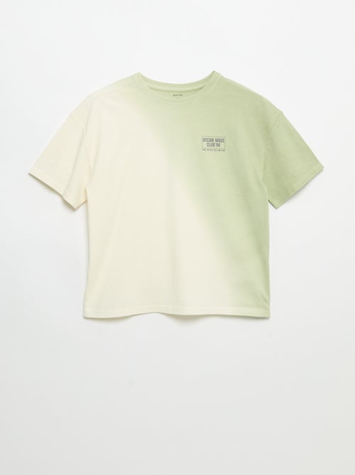 T-shirt manches courtes imprimé avec teinte tie and dye - Kiabi