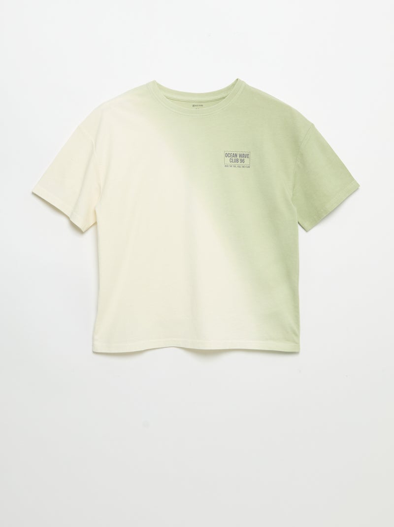 T-shirt manches courtes imprimé avec teinte tie and dye Vert - Kiabi
