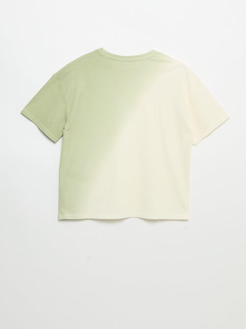T-shirt manches courtes imprimé avec teinte tie and dye - Kiabi