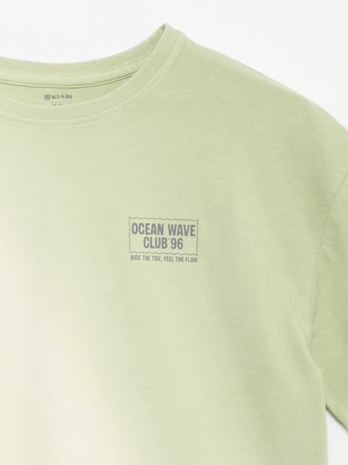 T-shirt manches courtes imprimé avec teinte tie and dye - Kiabi
