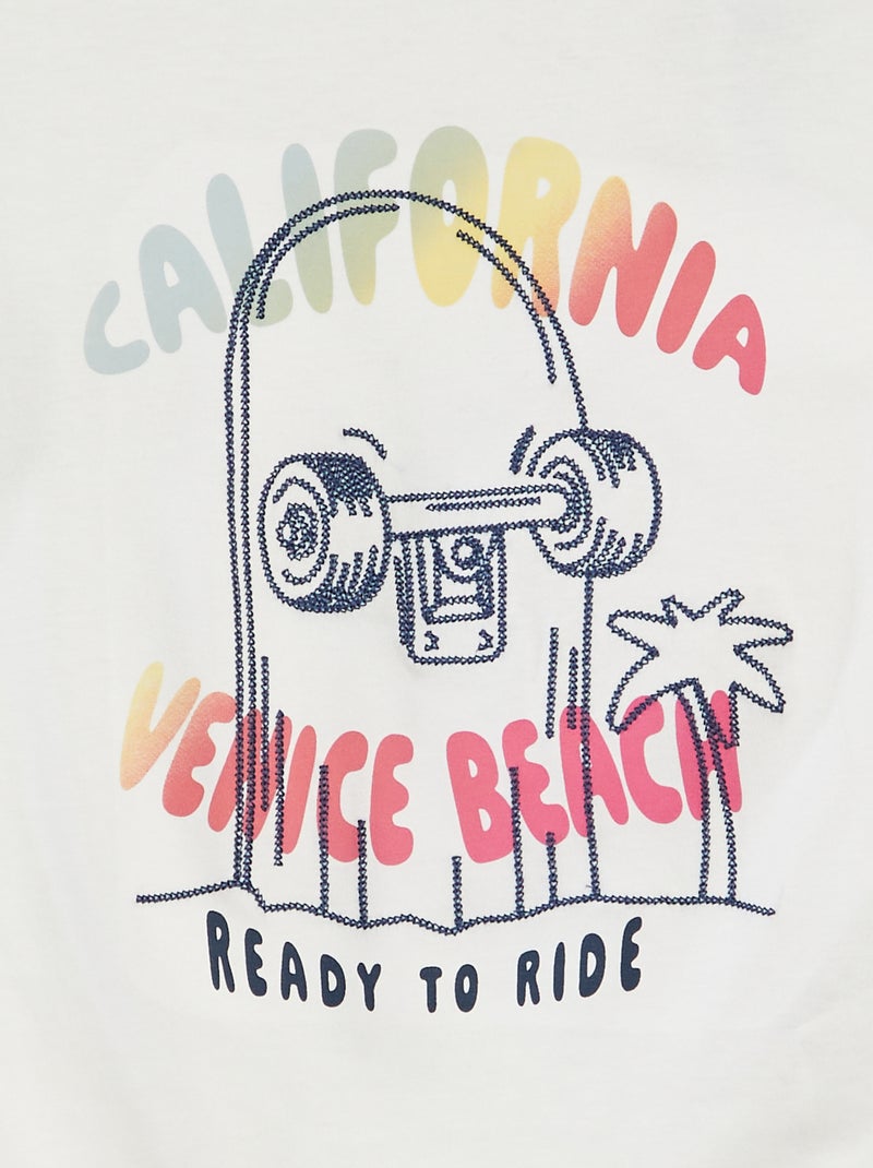 T-shirt manches courtes imprimé BLANC - Kiabi