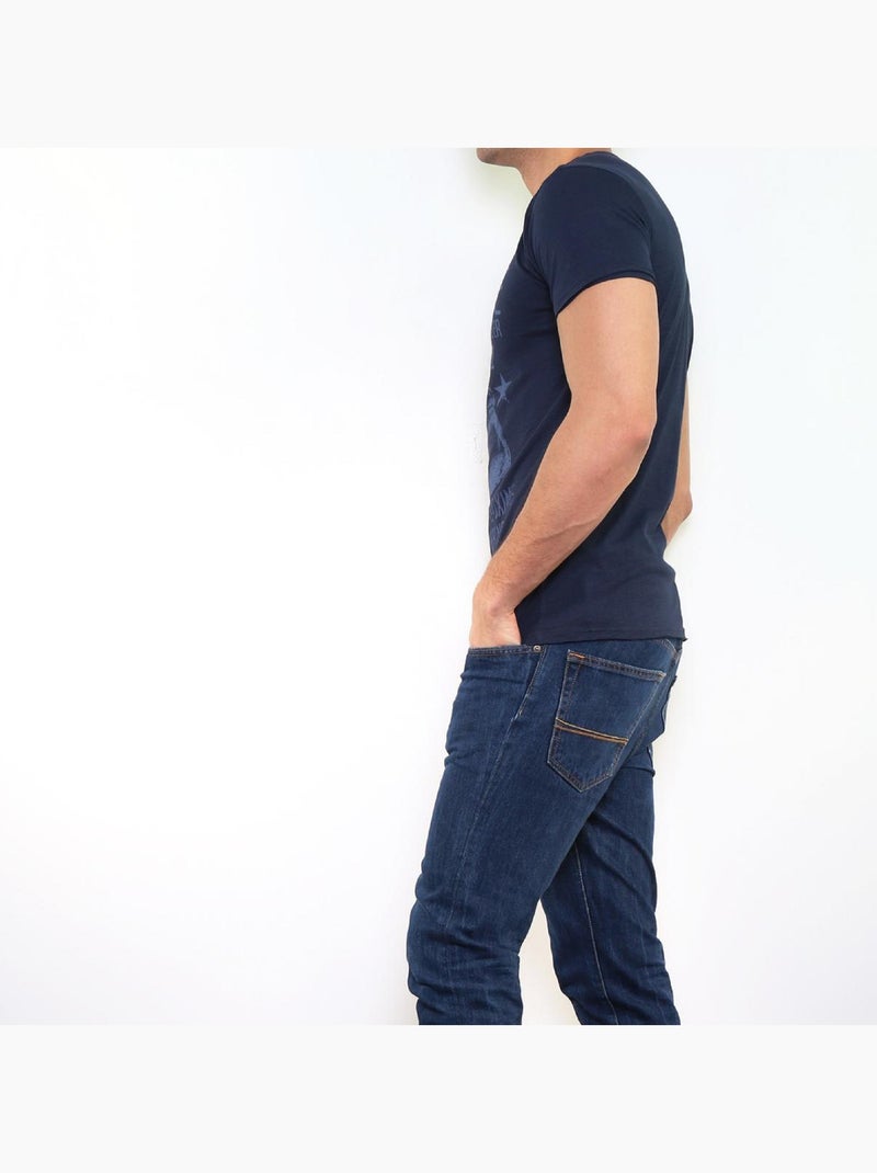 T-shirt manches courtes imprimé Bleu marine - Kiabi