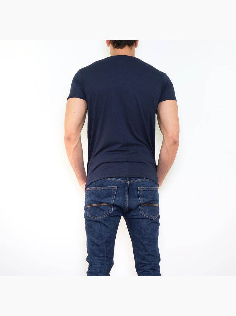 T-shirt manches courtes imprimé Bleu marine - Kiabi