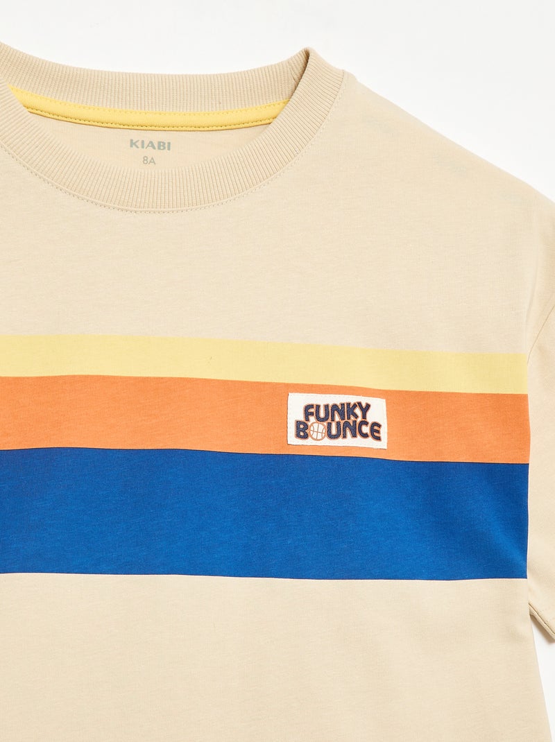 T-shirt manches courtes imprimé devant Blanc - Kiabi