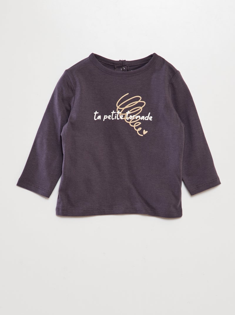 T-shirt manches courtes imprimé Gris - Kiabi