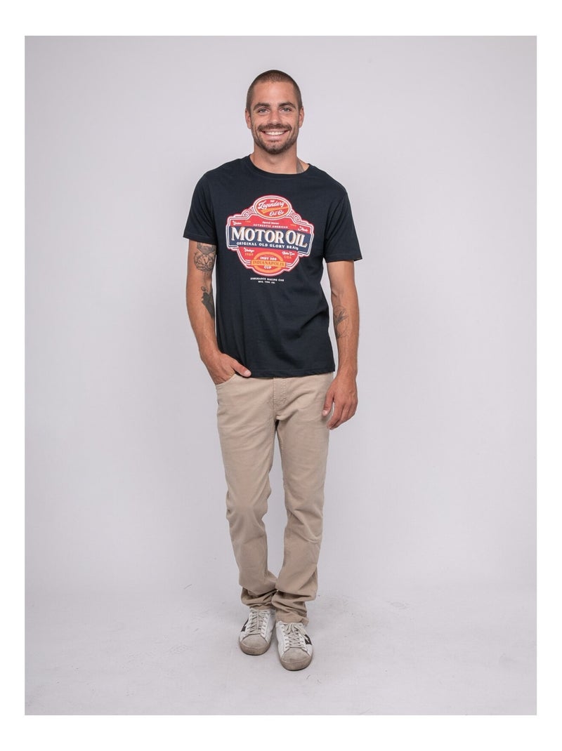 T-shirt manches courtes imprimé JARIKART Bleu marine - Kiabi