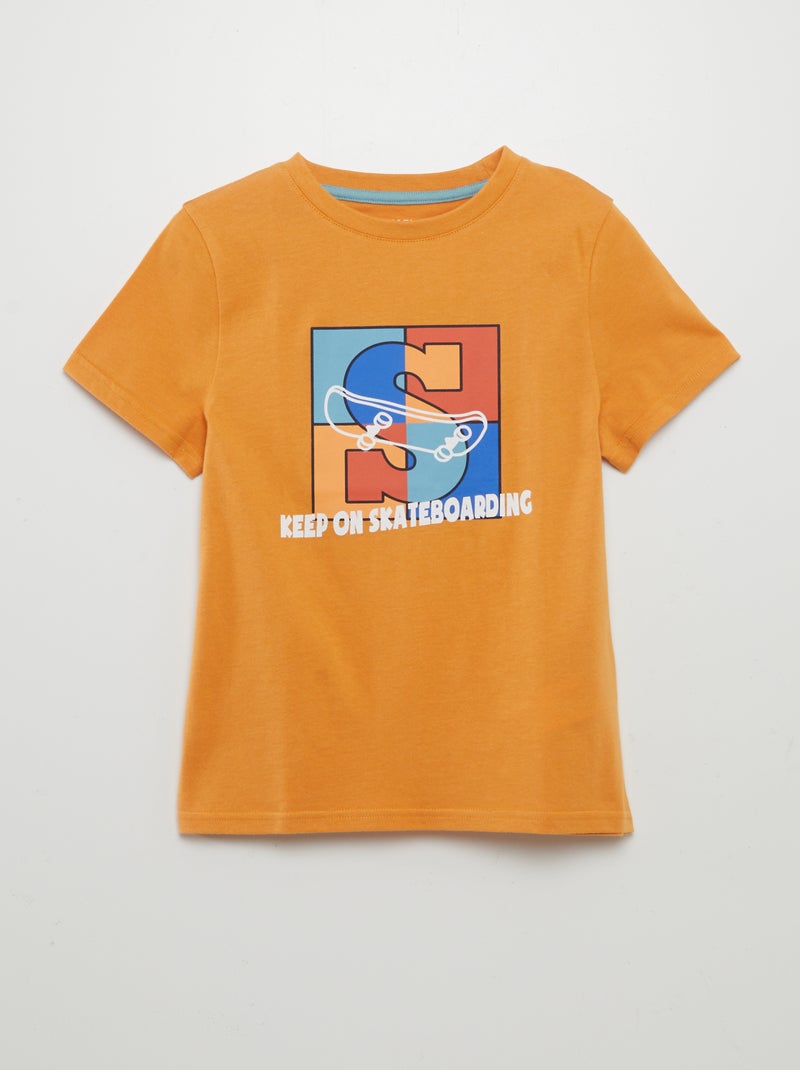 T-shirt manches courtes imprimé Jaune - Kiabi
