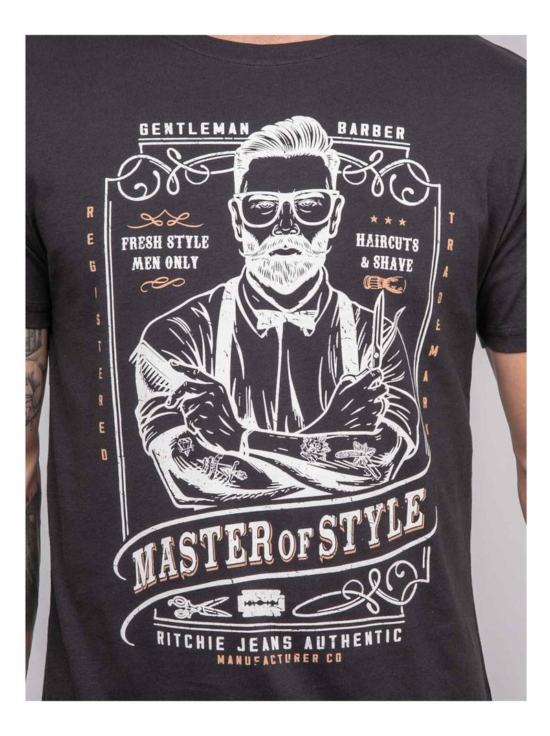T-shirt manches courtes imprimé JEMIL Gris - Kiabi