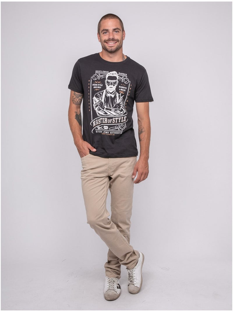 T-shirt manches courtes imprimé JEMIL Gris - Kiabi