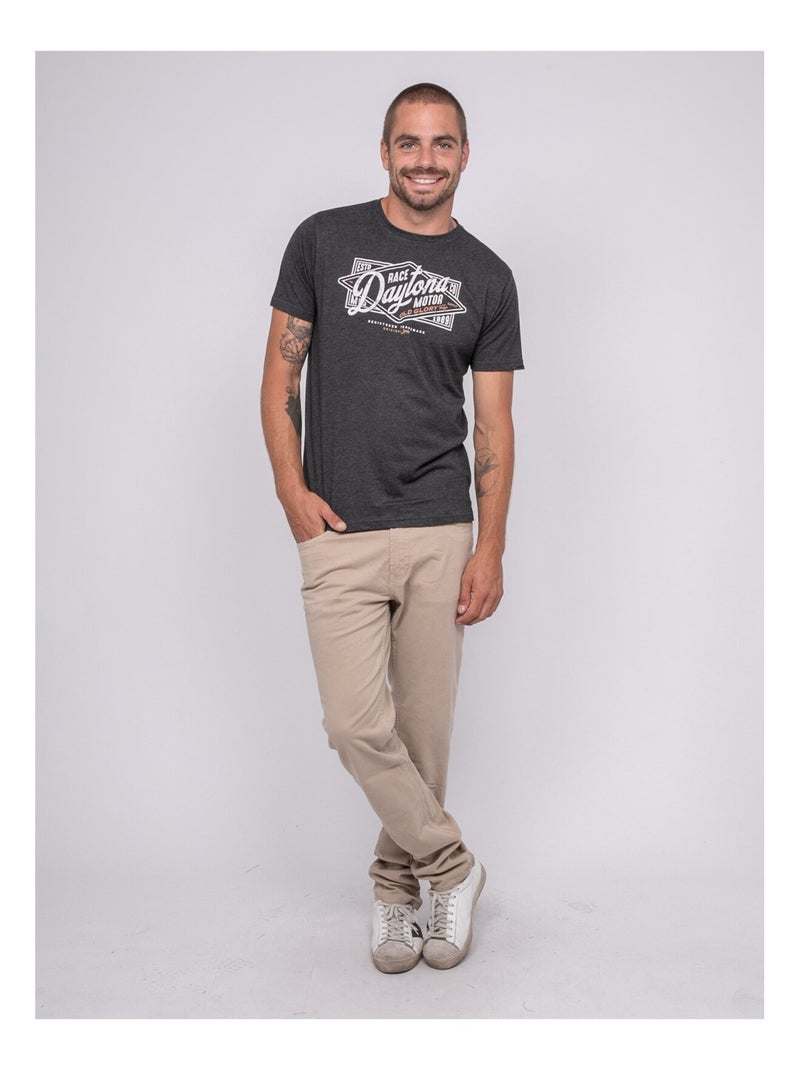 T-shirt manches courtes imprimé JEPILOGUE Gris chiné - Kiabi