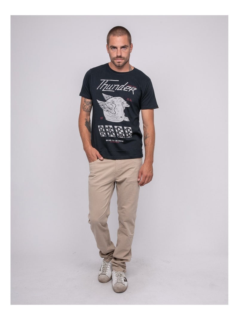 T-shirt manches courtes imprimé JOCTOGONE Bleu marine - Kiabi