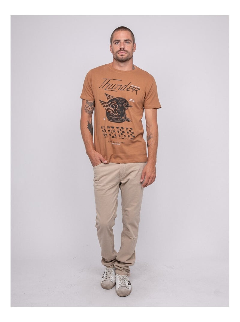 T-shirt manches courtes imprimé JOCTOGONE Marron - Kiabi