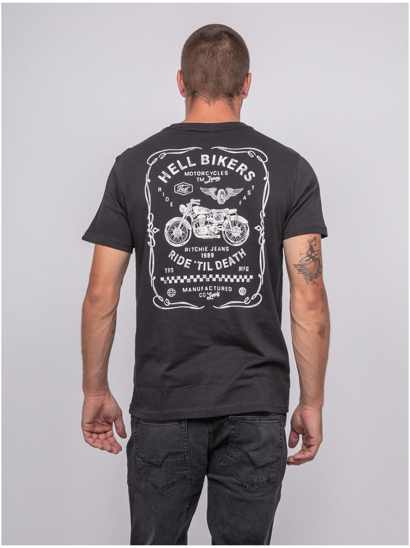 T-shirt manches courtes imprimé JOPATRIOT Gris foncé - Kiabi