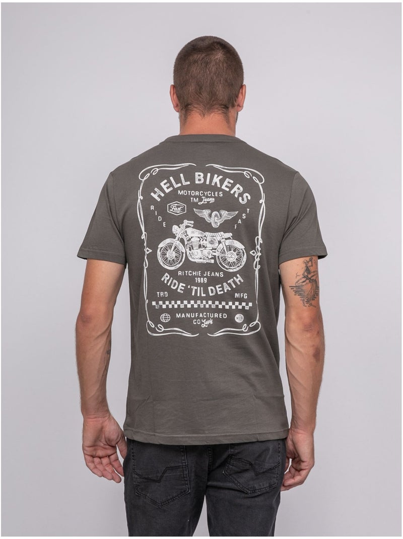 T-shirt manches courtes imprimé JOPATRIOT Kaki - Kiabi