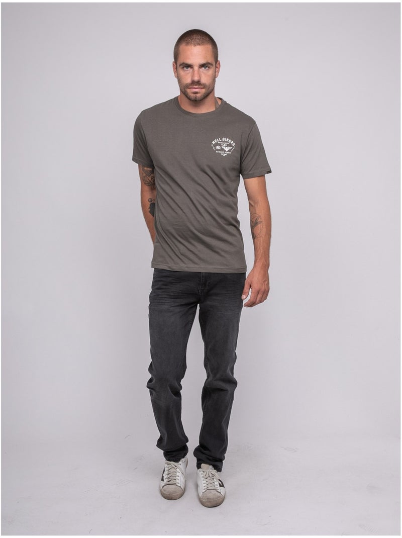 T-shirt manches courtes imprimé JOPATRIOT Kaki - Kiabi