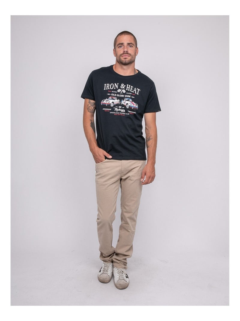 T-shirt manches courtes imprimé JORDENIS Bleu marine - Kiabi