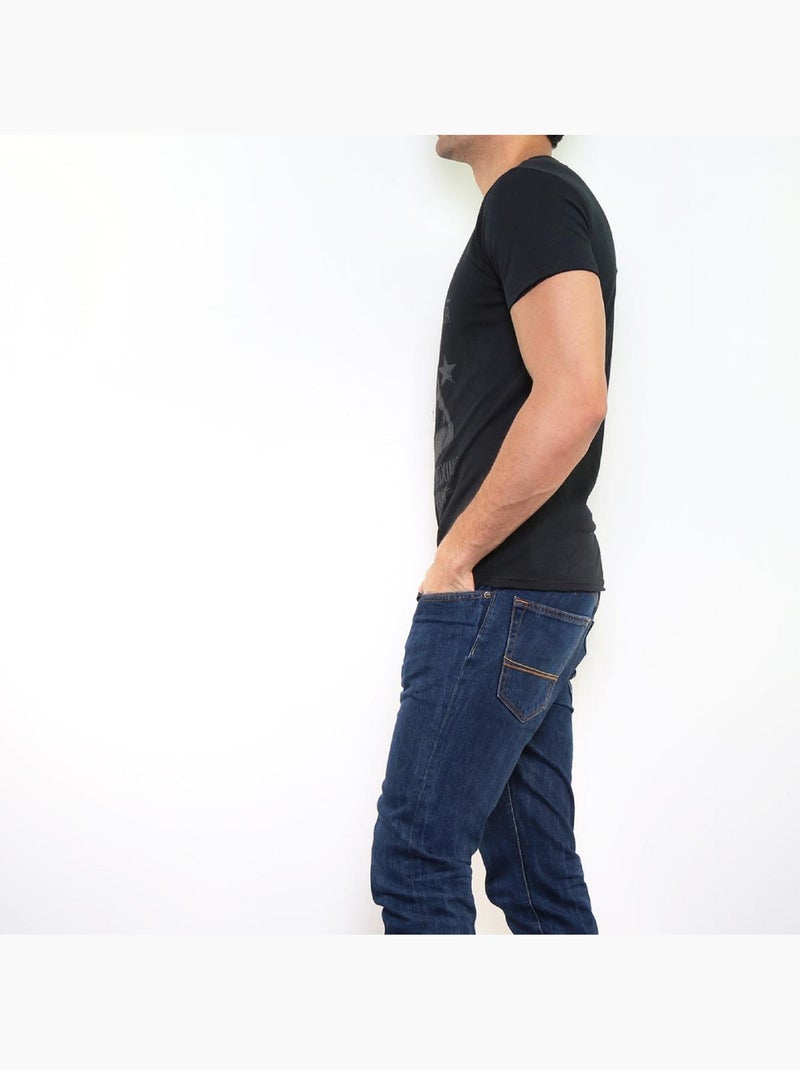 T-shirt manches courtes imprimé Noir - Kiabi