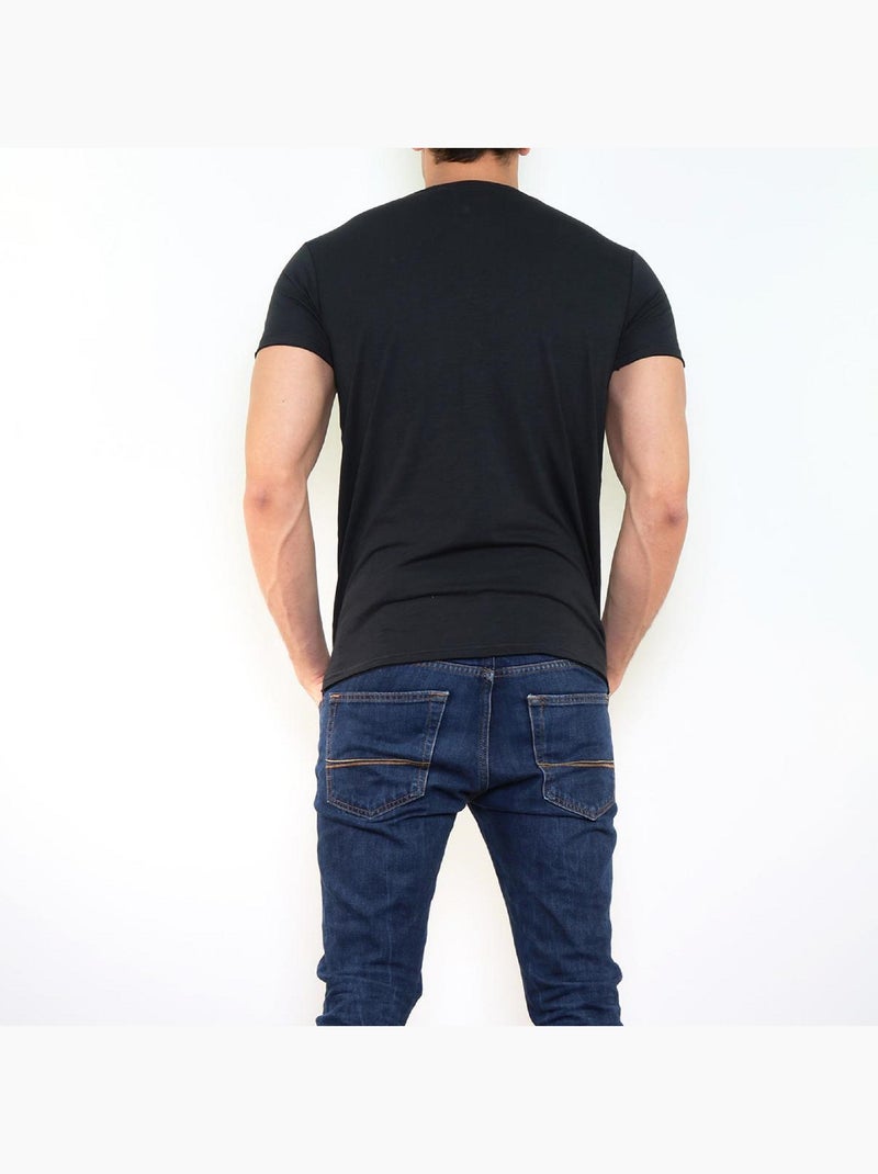 T-shirt manches courtes imprimé Noir - Kiabi