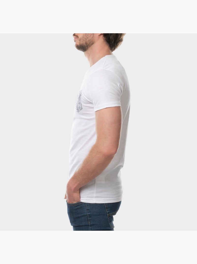T-shirt manches courtes imprimé poitrine Blanc - Kiabi