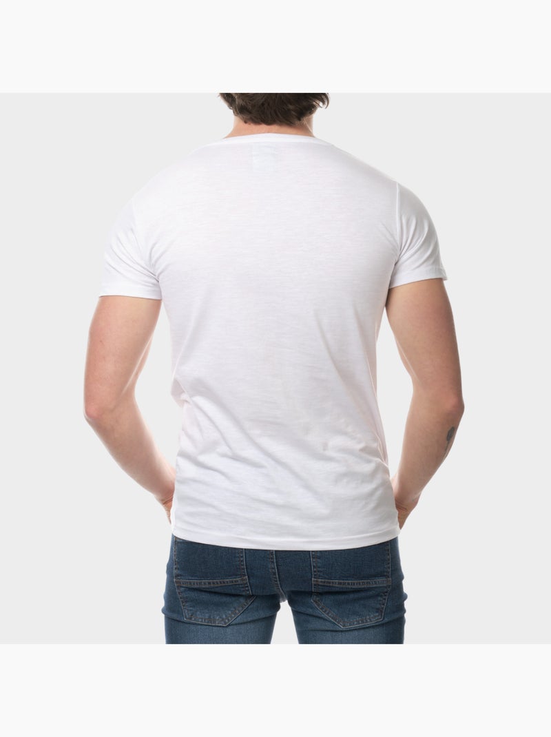 T-shirt manches courtes imprimé poitrine Blanc - Kiabi