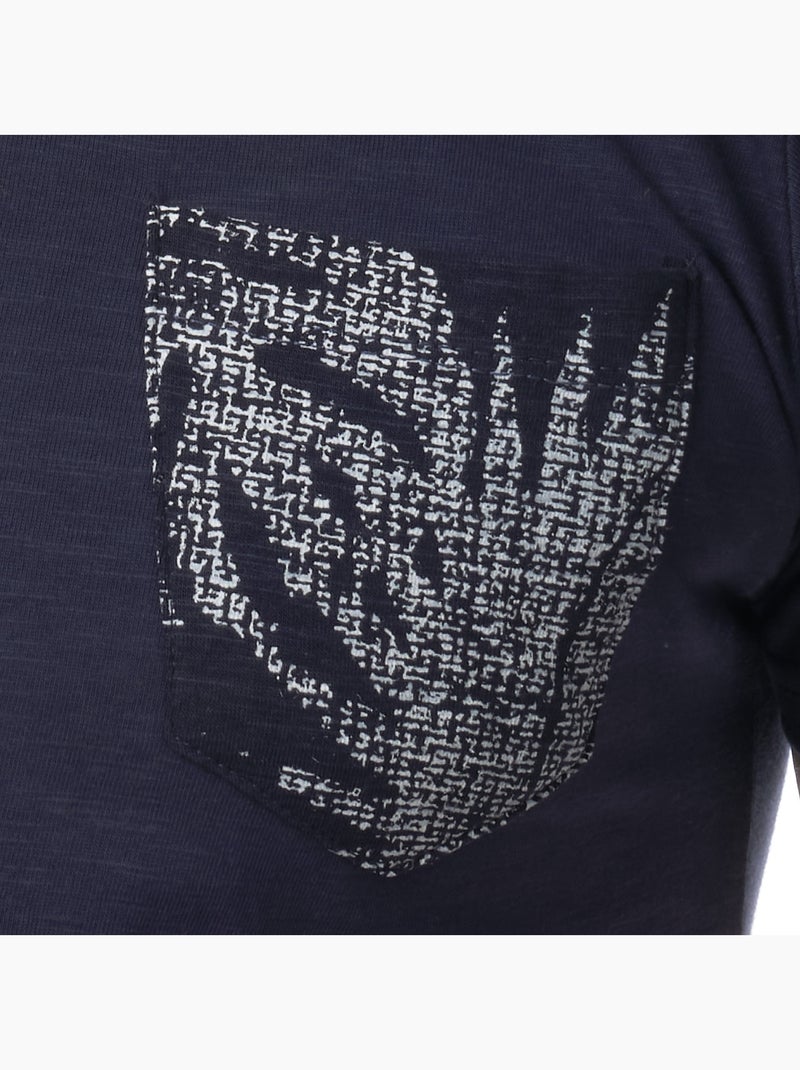T-shirt manches courtes imprimé poitrine Bleu marine - Kiabi
