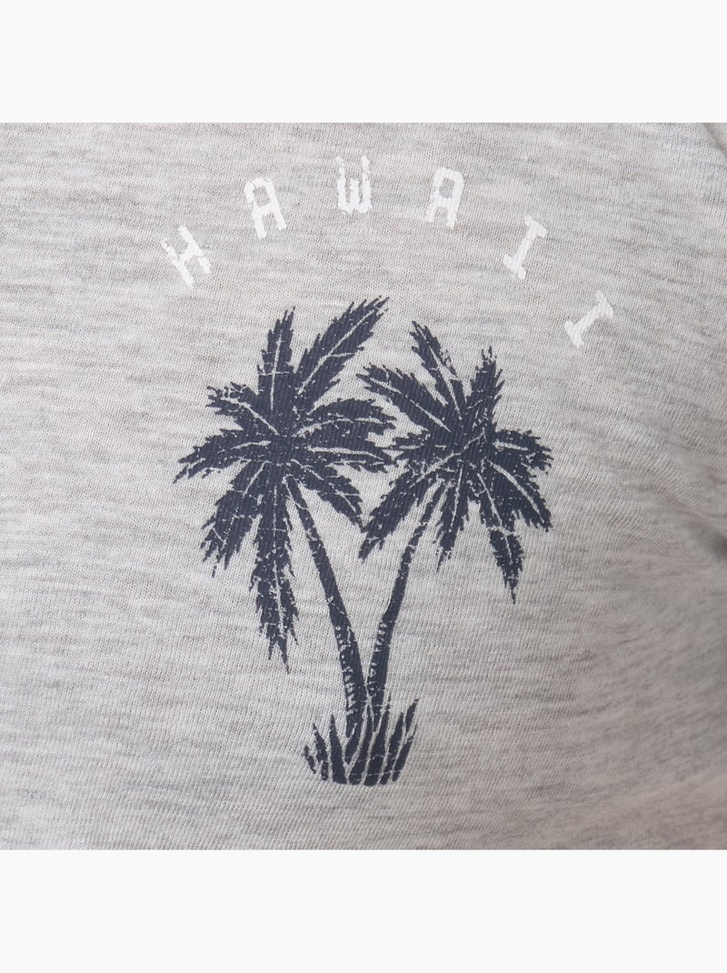 T-shirt manches courtes imprimé poitrine Gris - Kiabi