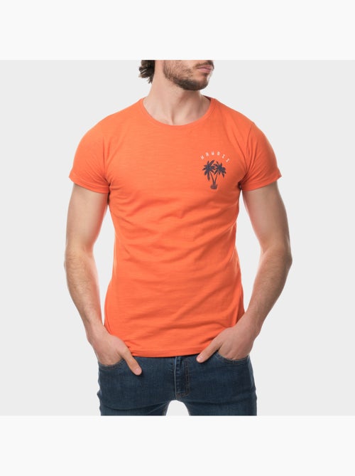 T-shirt manches courtes imprimé poitrine - Kiabi