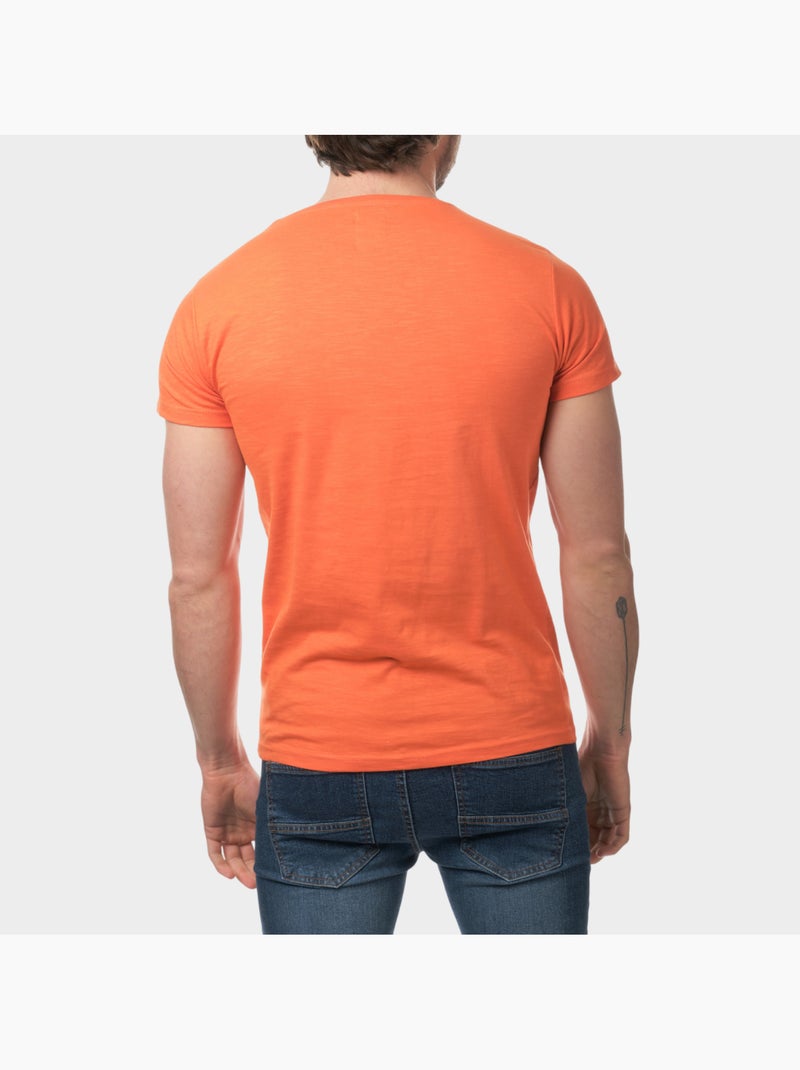 T-shirt manches courtes imprimé poitrine Orange - Kiabi
