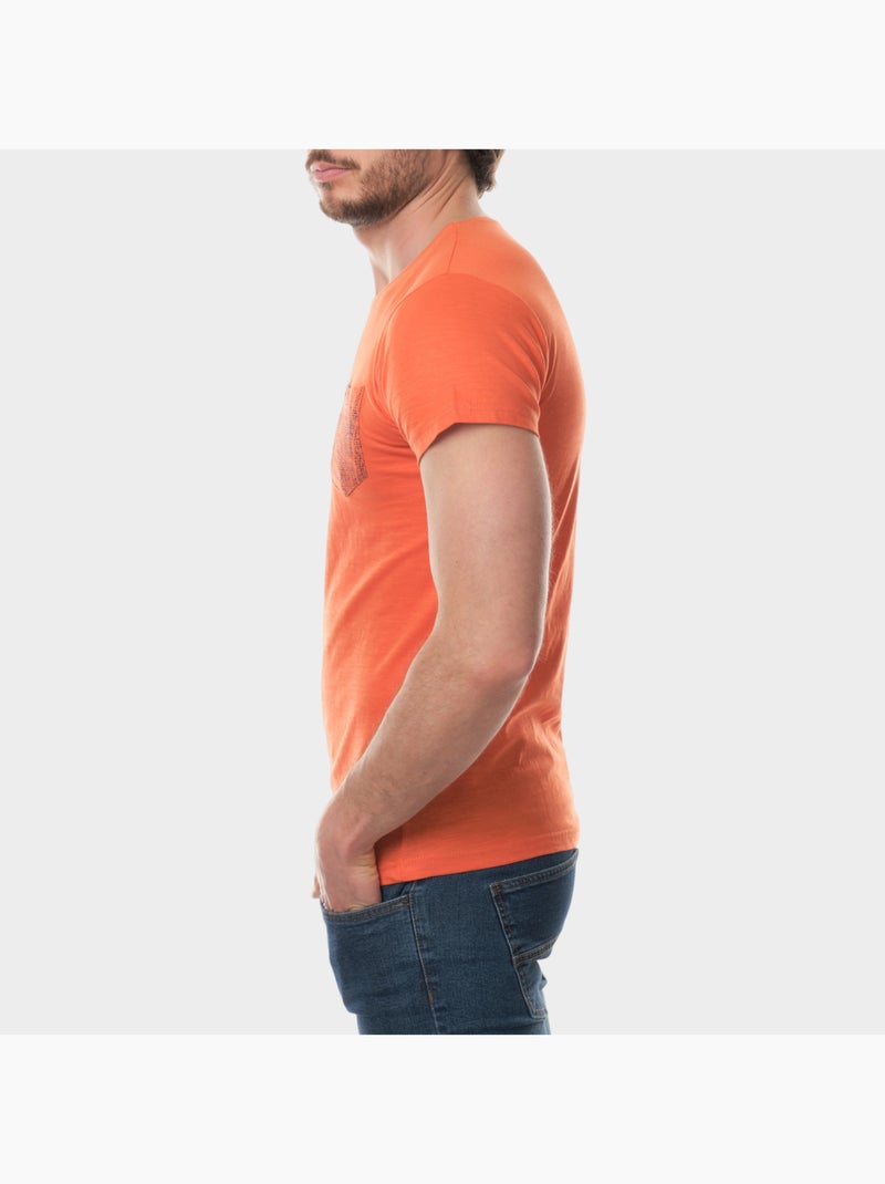 T-shirt manches courtes imprimé poitrine Orange - Kiabi