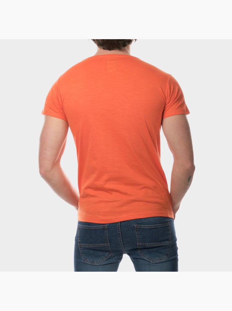 T-shirt manches courtes imprimé poitrine Orange - Kiabi