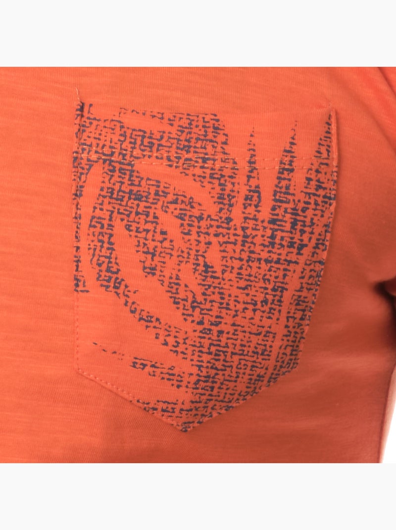 T-shirt manches courtes imprimé poitrine Orange - Kiabi