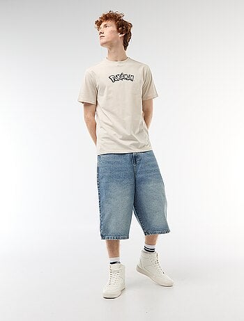 T-shirt manches courtes imprimé 'Pokemon' uni