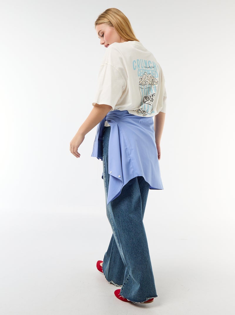 T-shirt manches courtes imprimé recto-verso Blanc - Kiabi