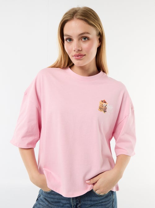 T-shirt manches courtes imprimé recto-verso - Kiabi