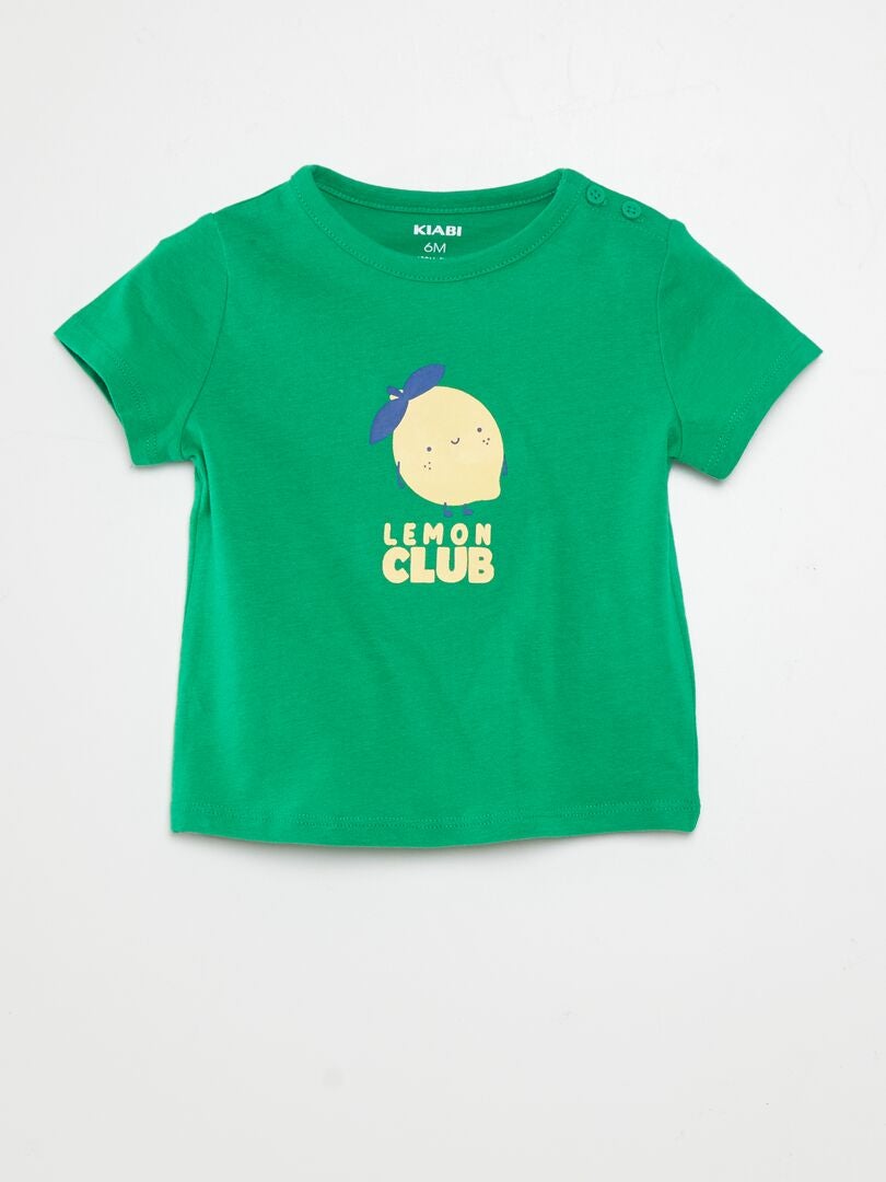 T-shirt manches courtes imprimé Vert - Kiabi