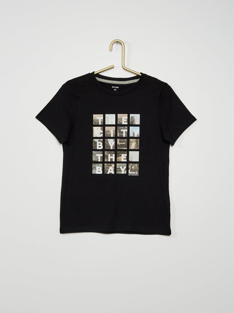 T-shirt manches courtes imprimés noir - Kiabi