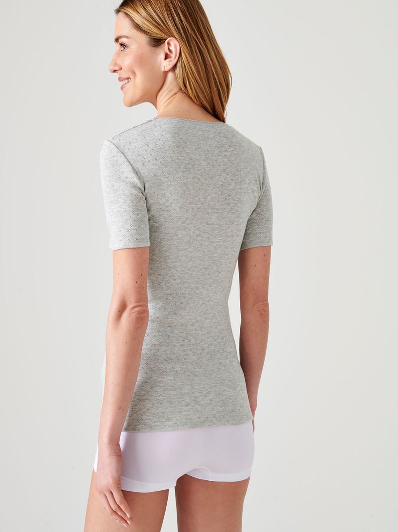 T-shirt manches courtes, maille ajourée thermolactyl thermique - damart Gris clair - Kiabi
