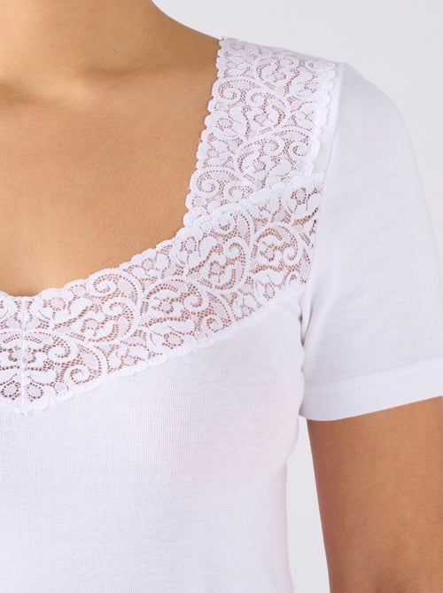 T-shirt manches courtes maille pur coton peigné - Damart - Kiabi