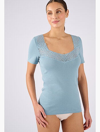 T-shirt manches courtes maille pur coton peigné - Damart