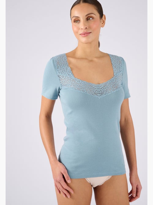 T-shirt manches courtes maille pur coton peigné - Damart - Kiabi