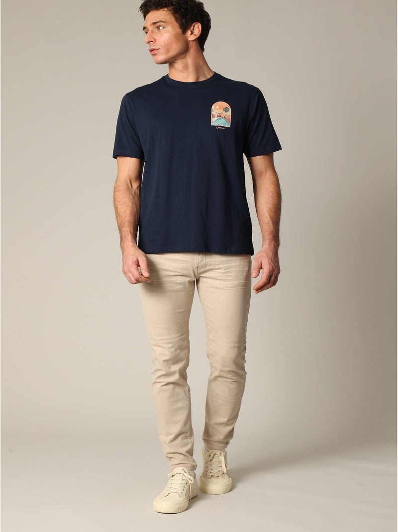 T-shirt manches courtes Marrakech : style et confort au quotidien 'Deeluxe' Bleu marine - Kiabi