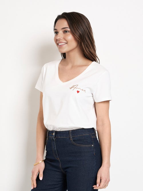 T-shirt manches courtes message écriture - Kiabi