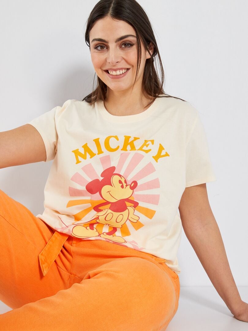 T-shirt manches courtes 'Mickey' Ecru - Kiabi