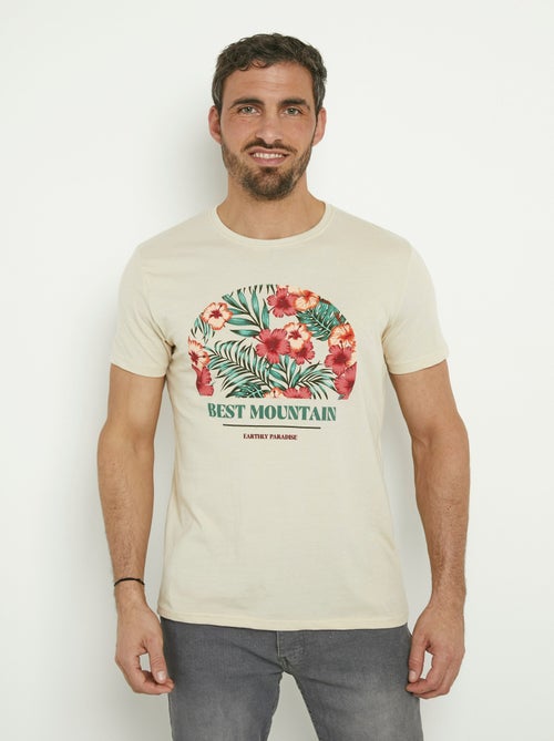 T-shirt manches courtes motif exotique - Kiabi