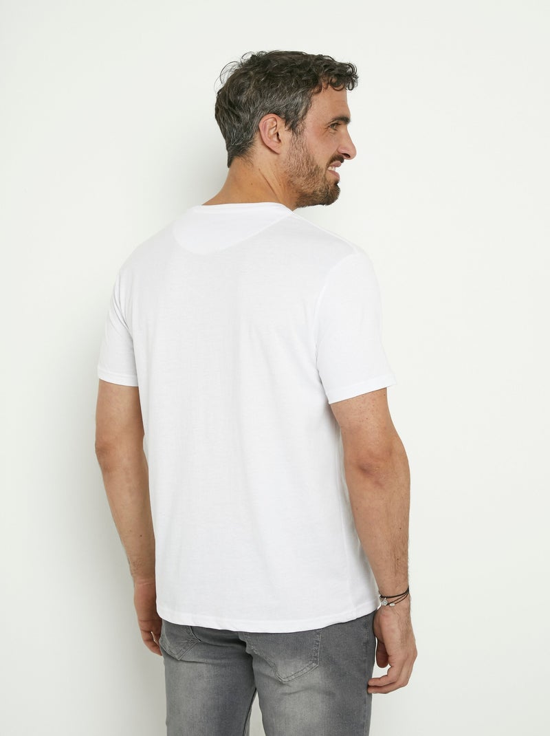 T-shirt manches courtes motif exotique Blanc - Kiabi