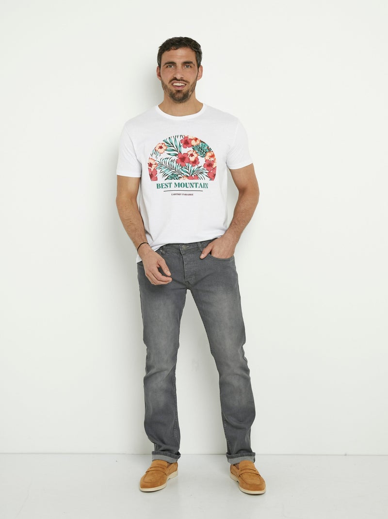 T-shirt manches courtes motif exotique Blanc - Kiabi