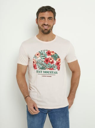 T-shirt manches courtes motif exotique